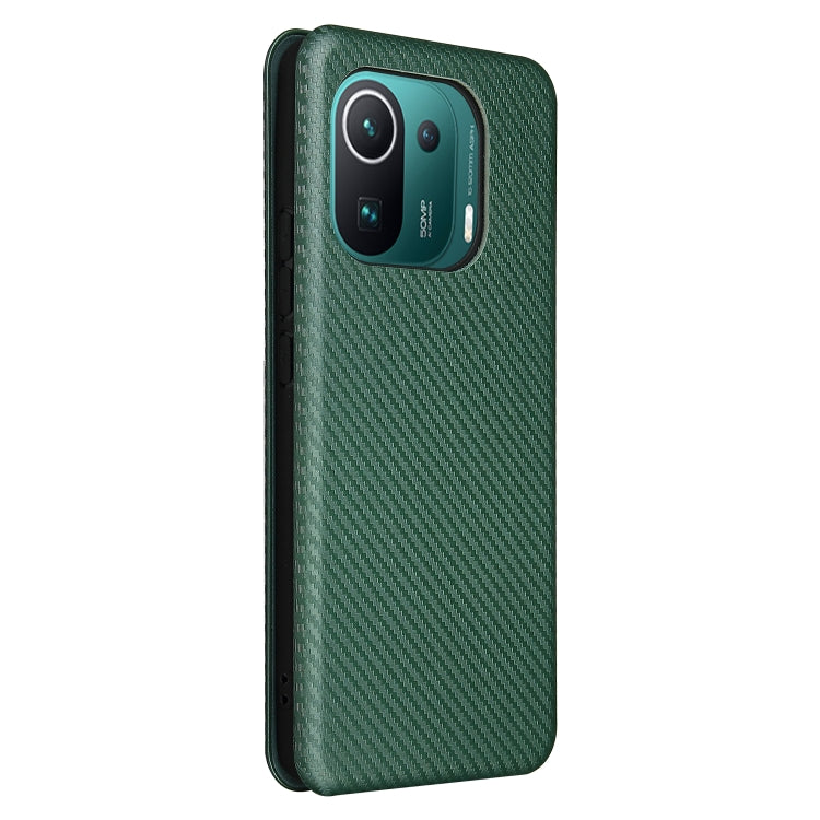 For Xiaomi Mi 11 Pro Carbon Fiber Texture Horizontal Flip TPU + PC + PU Leather Case with Card Slot