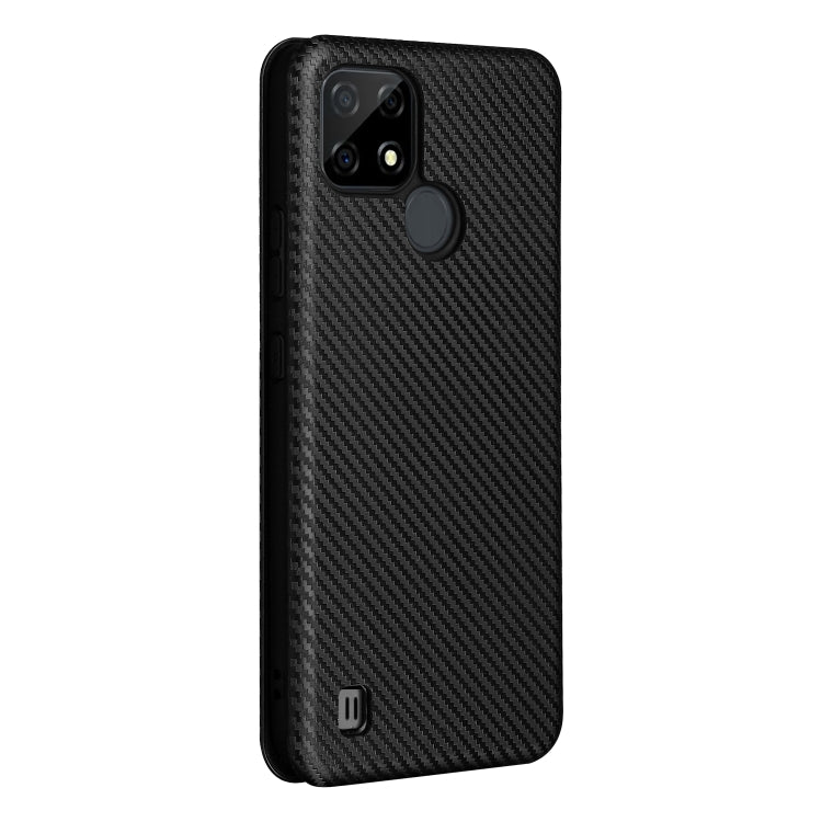 For Realme C21 Carbon Fiber Texture Horizontal Flip TPU + PC + PU Leather Case with Card Slot