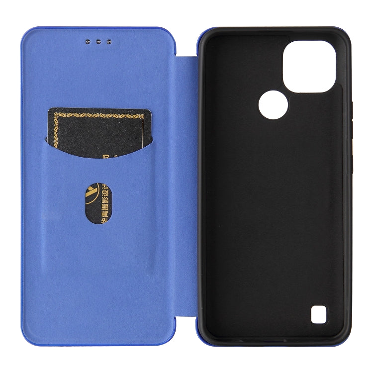For Realme C21 Carbon Fiber Texture Horizontal Flip TPU + PC + PU Leather Case with Card Slot