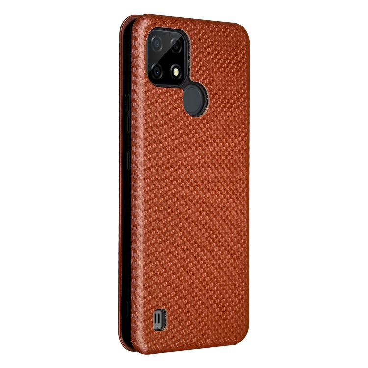 For Realme C21 Carbon Fiber Texture Horizontal Flip TPU + PC + PU Leather Case with Card Slot