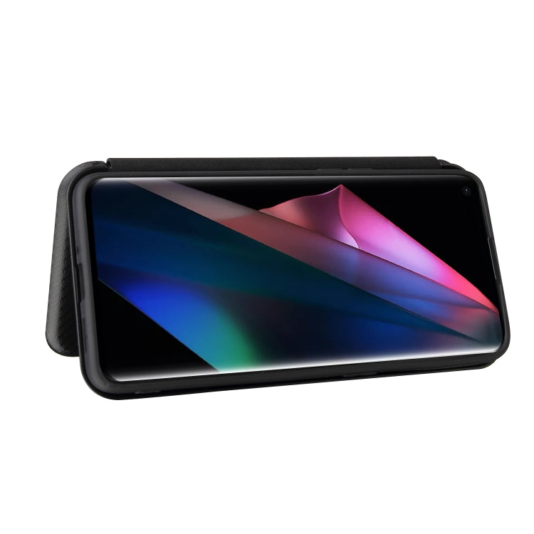 For Oppo Find X3 / X3 Pro Carbon Fiber Texture Horizontal Flip TPU + PC + PU Leather Case with Card Slot