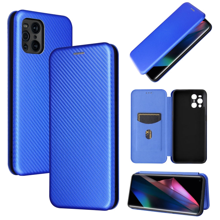 For Oppo Find X3 / X3 Pro Carbon Fiber Texture Horizontal Flip TPU + PC + PU Leather Case with Card Slot