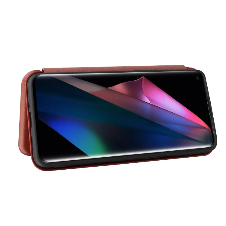 For Oppo Find X3 / X3 Pro Carbon Fiber Texture Horizontal Flip TPU + PC + PU Leather Case with Card Slot