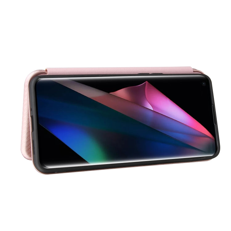 For Oppo Find X3 / X3 Pro Carbon Fiber Texture Horizontal Flip TPU + PC + PU Leather Case with Card Slot