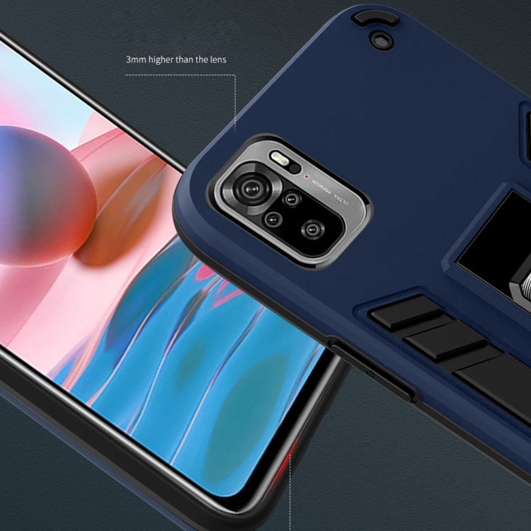 For Xiaomi Redmi Note 10 4G 2 in 1 PC + TPU Shockproof Protective Case with Invisible Holder