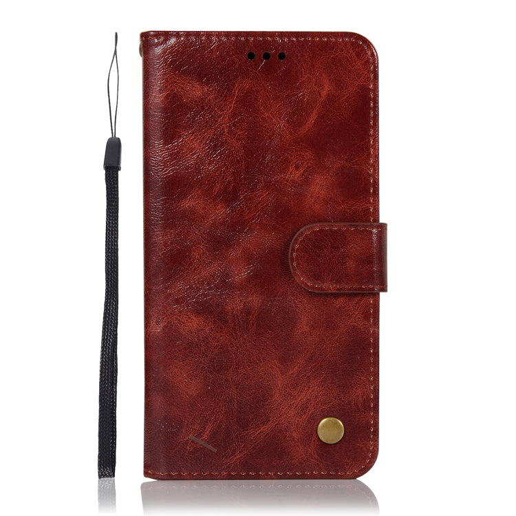 For Xiaomi Pocophone F1 Retro Copper Button Crazy Horse Horizontal Flip PU Leather Case with Holder & Card Slots & Wallet & Lanyard
