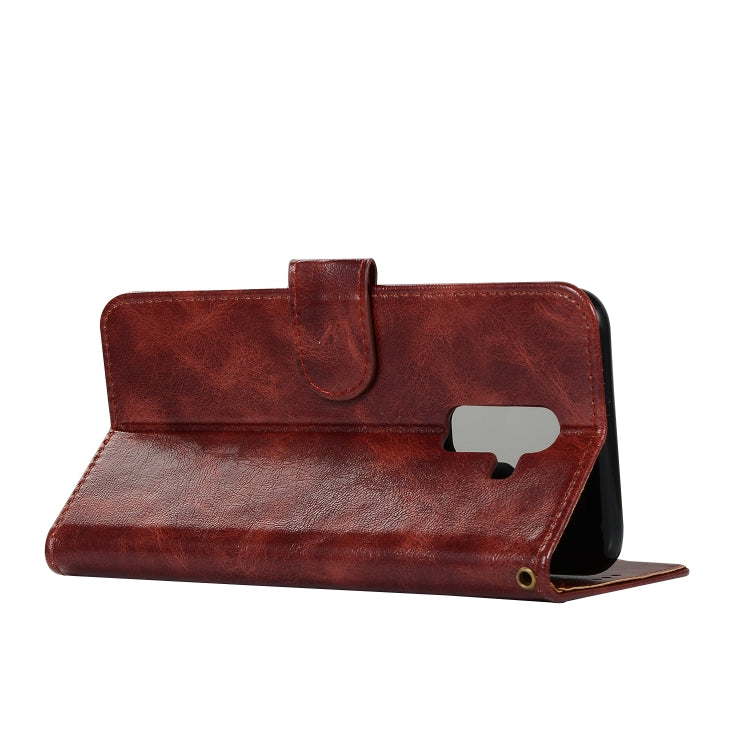 For Xiaomi Pocophone F1 Retro Copper Button Crazy Horse Horizontal Flip PU Leather Case with Holder & Card Slots & Wallet & Lanyard