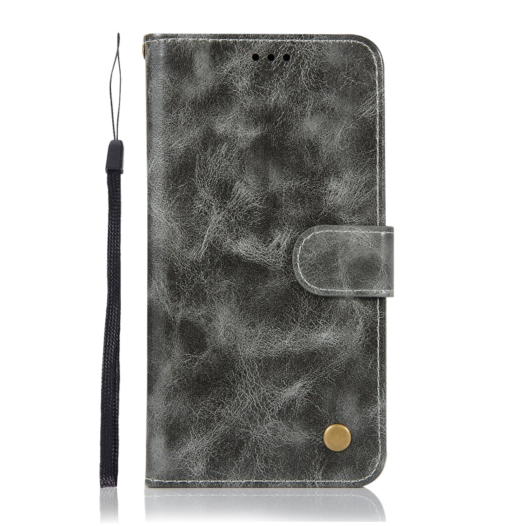 For Xiaomi Pocophone F1 Retro Copper Button Crazy Horse Horizontal Flip PU Leather Case with Holder & Card Slots & Wallet & Lanyard