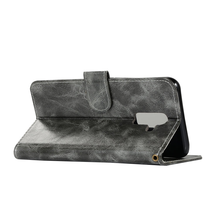 For Xiaomi Pocophone F1 Retro Copper Button Crazy Horse Horizontal Flip PU Leather Case with Holder & Card Slots & Wallet & Lanyard