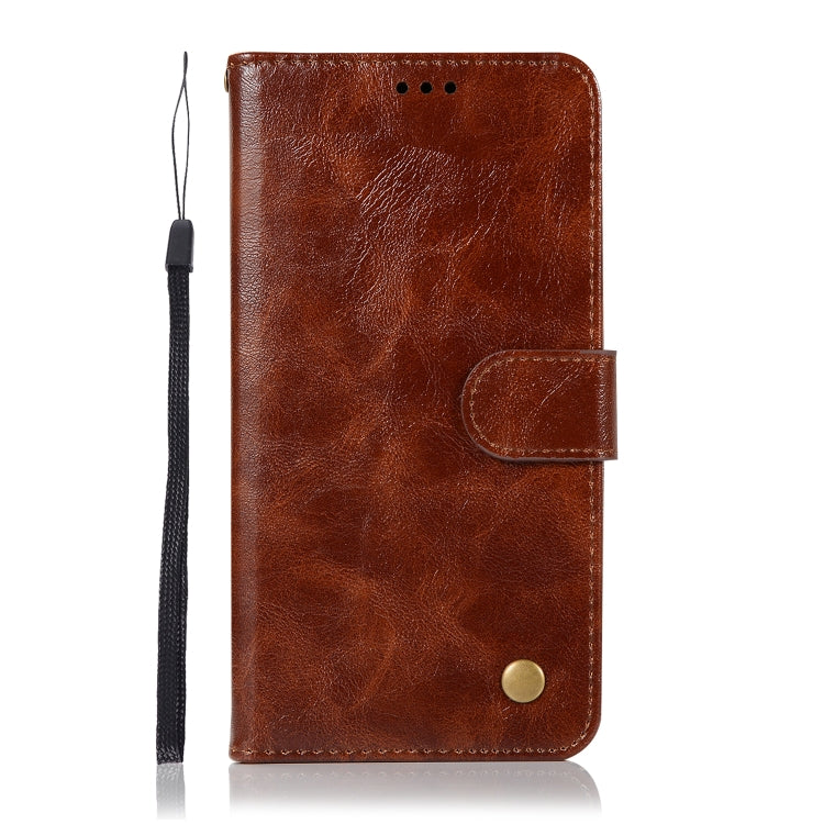For Xiaomi Pocophone F1 Retro Copper Button Crazy Horse Horizontal Flip PU Leather Case with Holder & Card Slots & Wallet & Lanyard