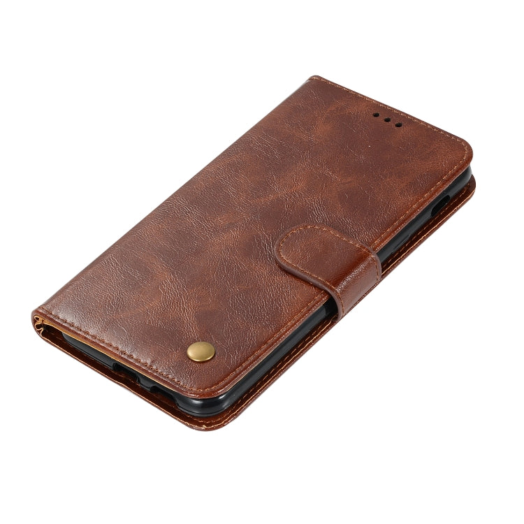 For Xiaomi Pocophone F1 Retro Copper Button Crazy Horse Horizontal Flip PU Leather Case with Holder & Card Slots & Wallet & Lanyard