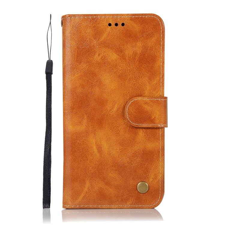 For Xiaomi Pocophone F1 Retro Copper Button Crazy Horse Horizontal Flip PU Leather Case with Holder & Card Slots & Wallet & Lanyard