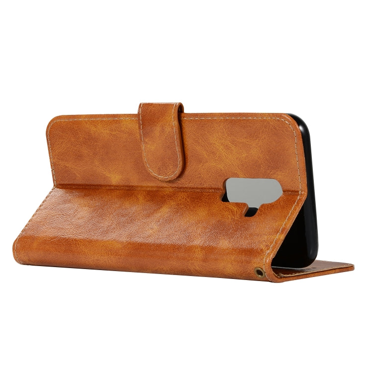 For Xiaomi Pocophone F1 Retro Copper Button Crazy Horse Horizontal Flip PU Leather Case with Holder & Card Slots & Wallet & Lanyard