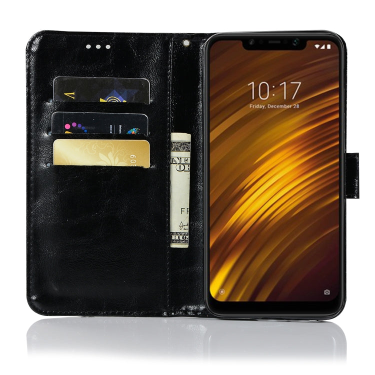 For Xiaomi Pocophone F1 Retro Copper Button Crazy Horse Horizontal Flip PU Leather Case with Holder & Card Slots & Wallet & Lanyard