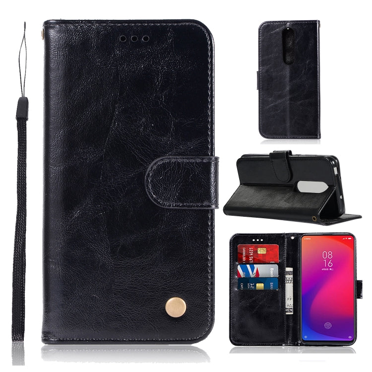 For Xiaomi Redmi K20 Pro Retro Copper Button Crazy Horse Horizontal Flip PU Leather Case with Holder & Card Slots & Wallet & Lanyard