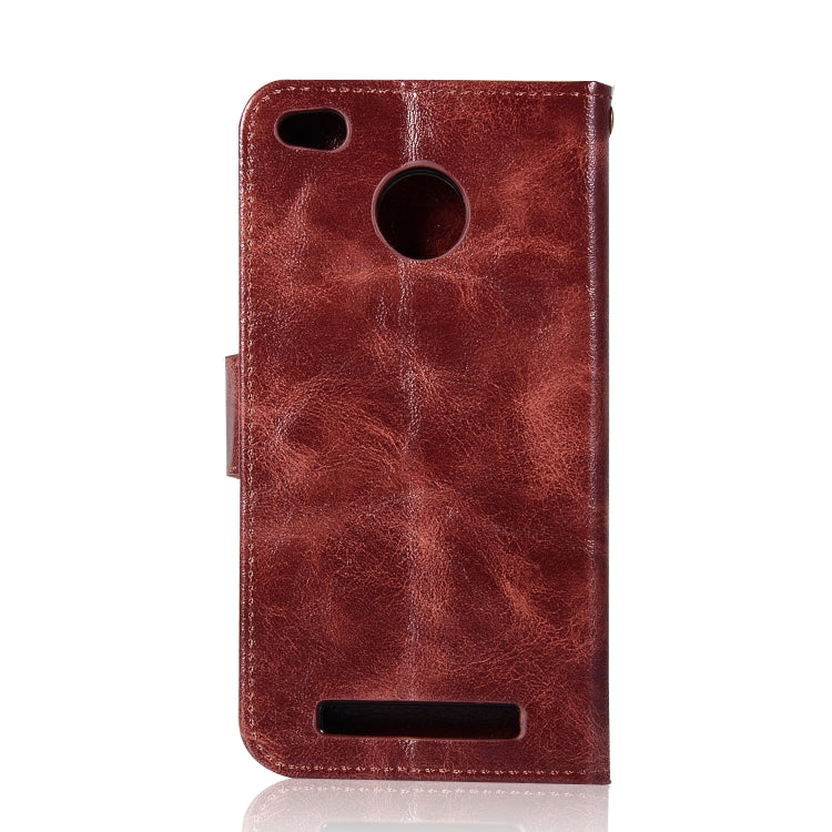 For Xiaomi Redmi 3S Retro Copper Button Crazy Horse Horizontal Flip PU Leather Case with Holder & Card Slots & Wallet & Lanyard