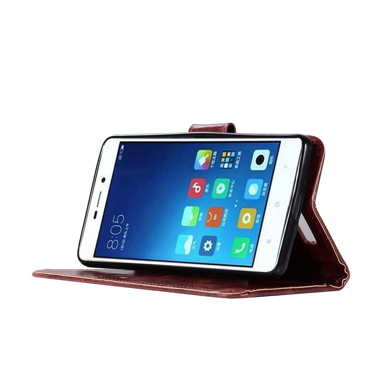 For Xiaomi Redmi 3S Retro Copper Button Crazy Horse Horizontal Flip PU Leather Case with Holder & Card Slots & Wallet & Lanyard