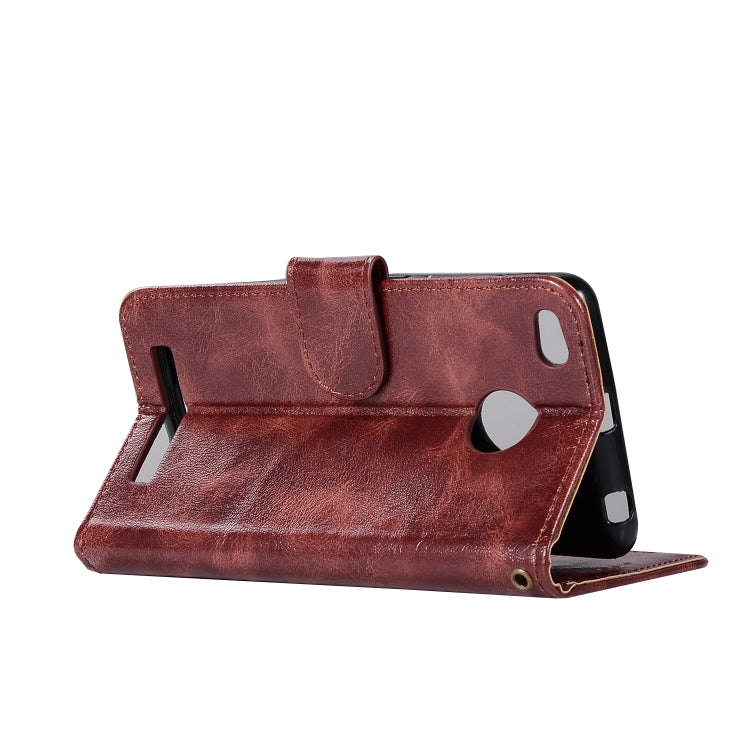 For Xiaomi Redmi 3S Retro Copper Button Crazy Horse Horizontal Flip PU Leather Case with Holder & Card Slots & Wallet & Lanyard