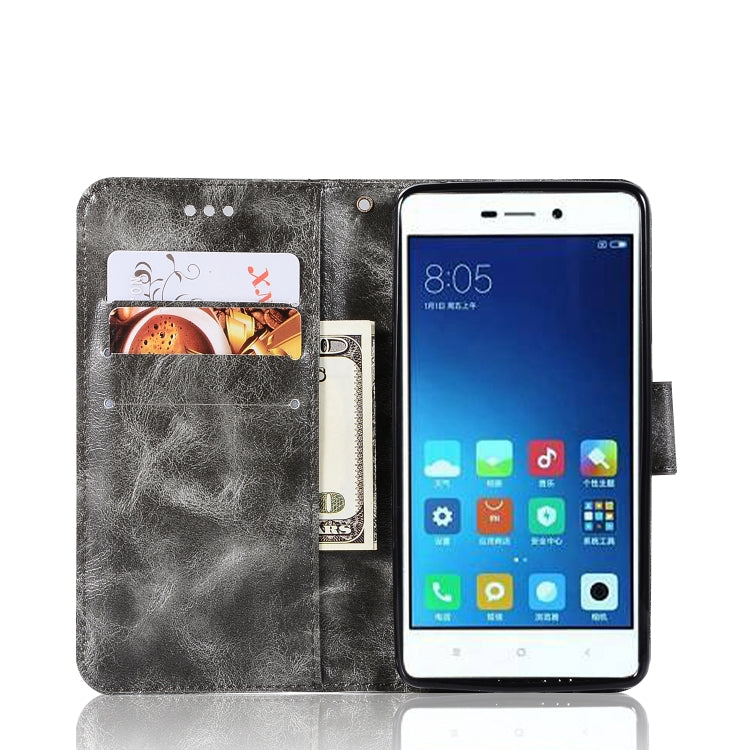 For Xiaomi Redmi 3S Retro Copper Button Crazy Horse Horizontal Flip PU Leather Case with Holder & Card Slots & Wallet & Lanyard