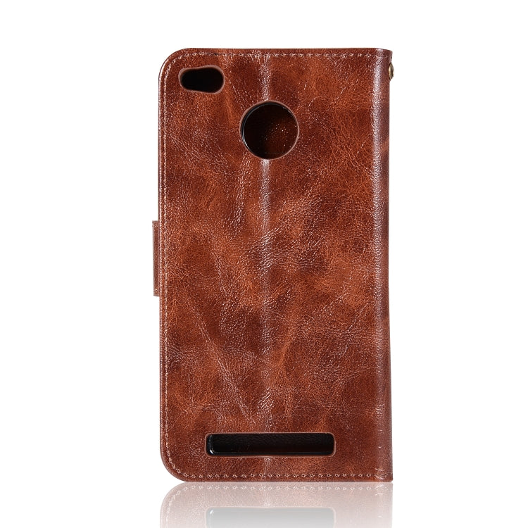 For Xiaomi Redmi 3S Retro Copper Button Crazy Horse Horizontal Flip PU Leather Case with Holder & Card Slots & Wallet & Lanyard