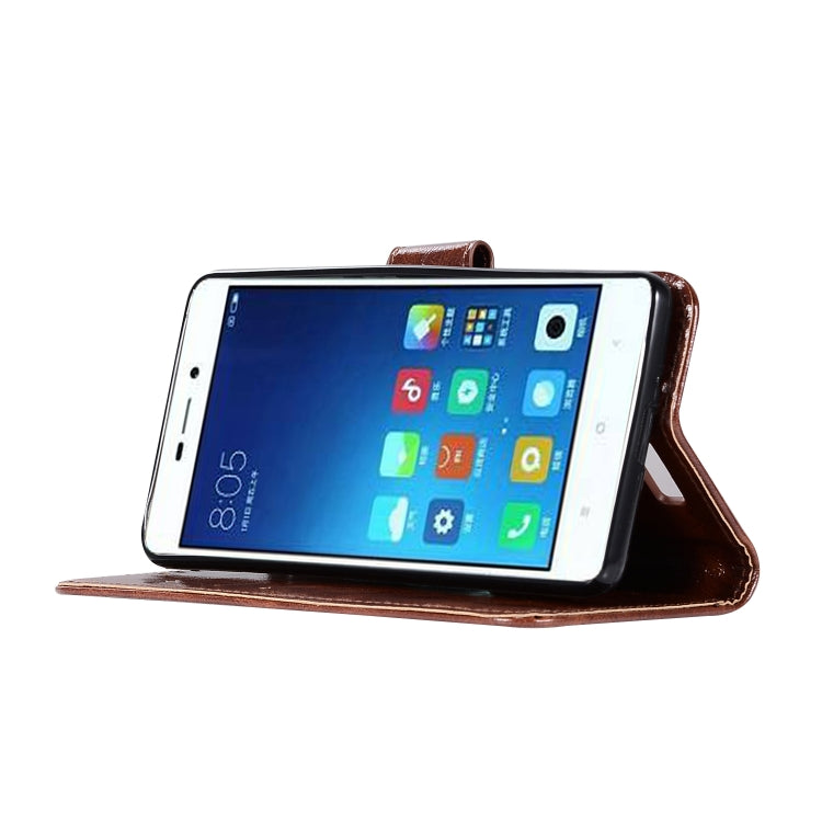 For Xiaomi Redmi 3S Retro Copper Button Crazy Horse Horizontal Flip PU Leather Case with Holder & Card Slots & Wallet & Lanyard