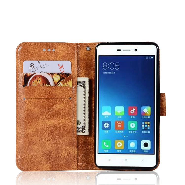 For Xiaomi Redmi 3S Retro Copper Button Crazy Horse Horizontal Flip PU Leather Case with Holder & Card Slots & Wallet & Lanyard