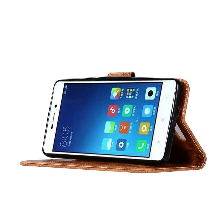 For Xiaomi Redmi 3S Retro Copper Button Crazy Horse Horizontal Flip PU Leather Case with Holder & Card Slots & Wallet & Lanyard