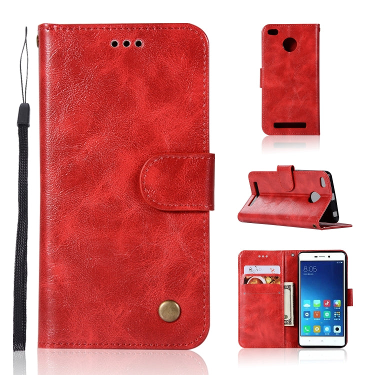 For Xiaomi Redmi 3S Retro Copper Button Crazy Horse Horizontal Flip PU Leather Case with Holder & Card Slots & Wallet & Lanyard