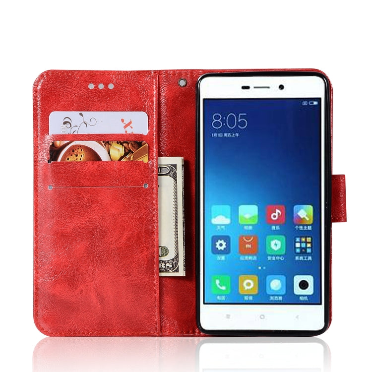 For Xiaomi Redmi 3S Retro Copper Button Crazy Horse Horizontal Flip PU Leather Case with Holder & Card Slots & Wallet & Lanyard