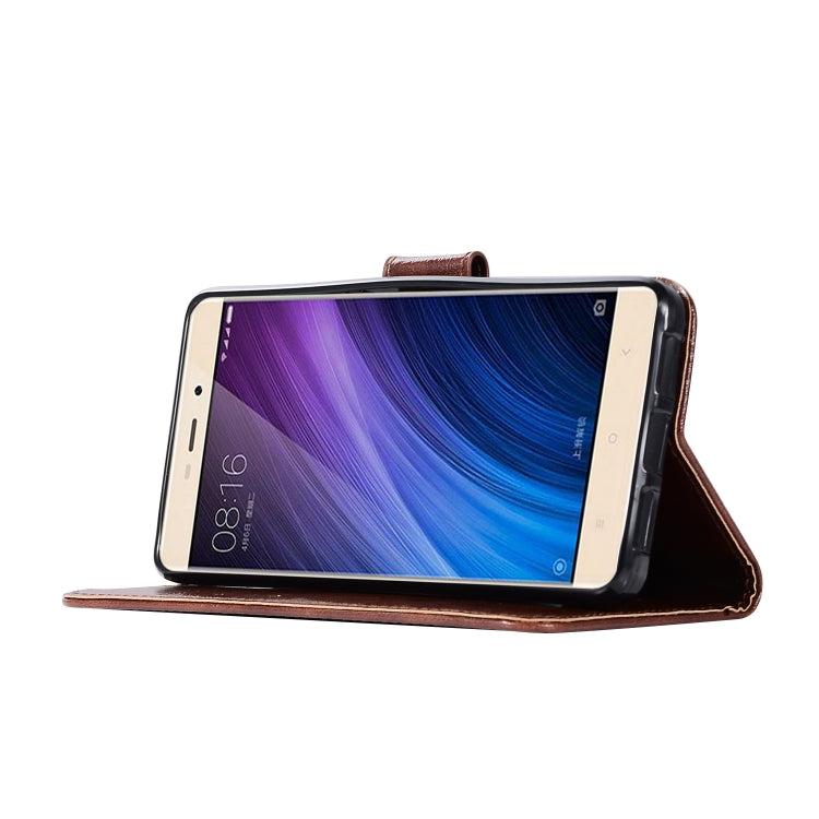 For Xiaomi Redmi 4 Retro Copper Button Crazy Horse Horizontal Flip PU Leather Case with Holder & Card Slots & Wallet & Lanyard