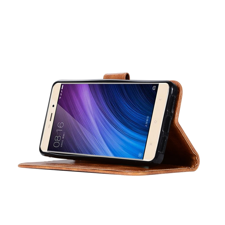 For Xiaomi Redmi 4 Retro Copper Button Crazy Horse Horizontal Flip PU Leather Case with Holder & Card Slots & Wallet & Lanyard