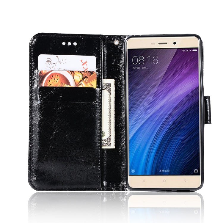 For Xiaomi Redmi 4 Retro Copper Button Crazy Horse Horizontal Flip PU Leather Case with Holder & Card Slots & Wallet & Lanyard