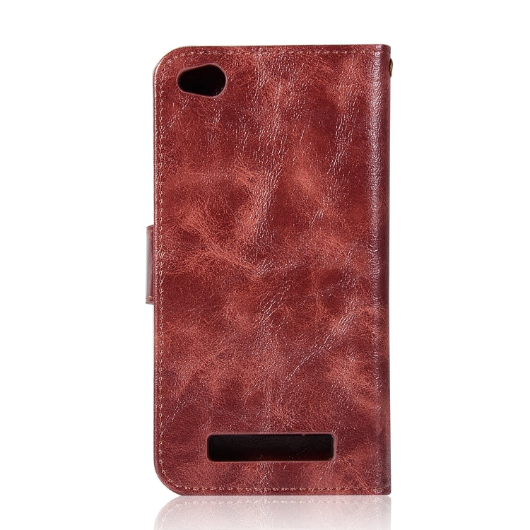 For Xiaomi Redmi 4A Retro Copper Button Crazy Horse Horizontal Flip PU Leather Case with Holder & Card Slots & Wallet & Lanyard