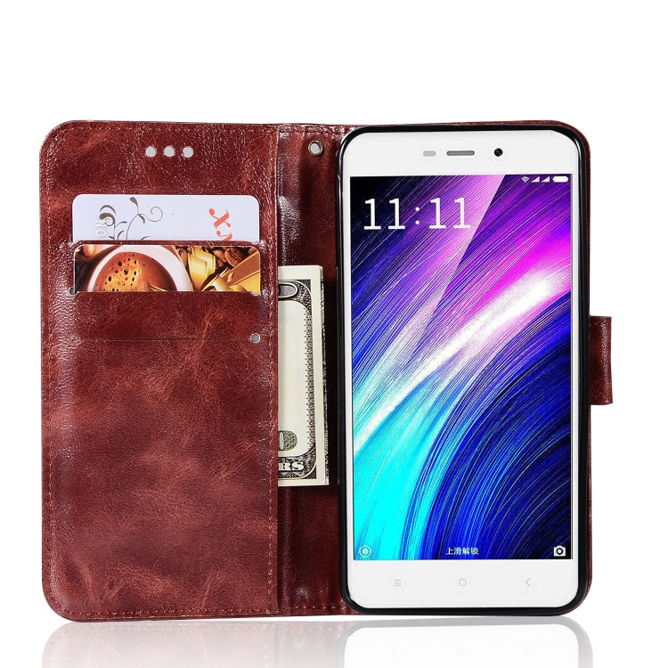 For Xiaomi Redmi 4A Retro Copper Button Crazy Horse Horizontal Flip PU Leather Case with Holder & Card Slots & Wallet & Lanyard