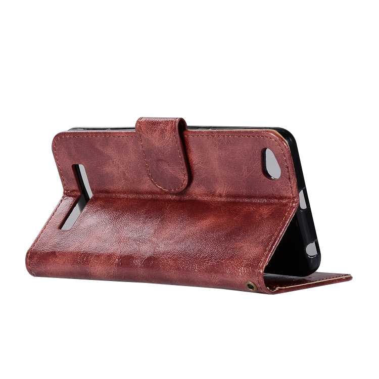 For Xiaomi Redmi 4A Retro Copper Button Crazy Horse Horizontal Flip PU Leather Case with Holder & Card Slots & Wallet & Lanyard