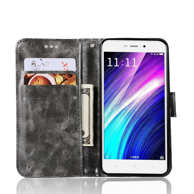 For Xiaomi Redmi 4A Retro Copper Button Crazy Horse Horizontal Flip PU Leather Case with Holder & Card Slots & Wallet & Lanyard