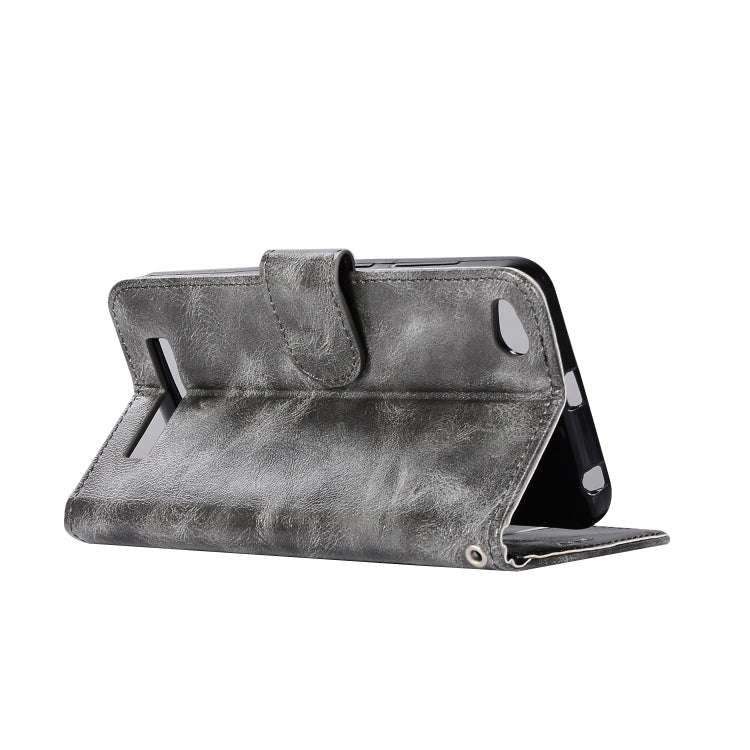 For Xiaomi Redmi 4A Retro Copper Button Crazy Horse Horizontal Flip PU Leather Case with Holder & Card Slots & Wallet & Lanyard