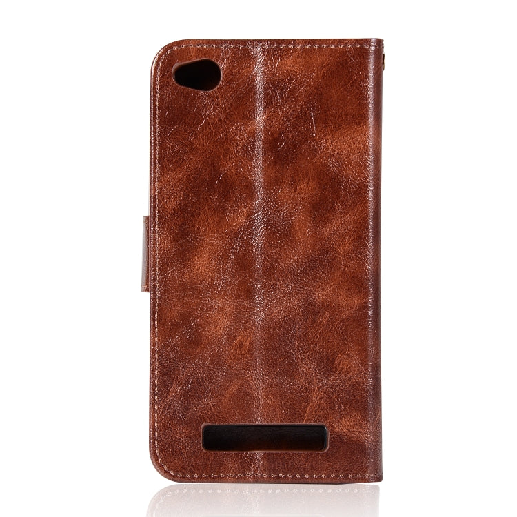 For Xiaomi Redmi 4A Retro Copper Button Crazy Horse Horizontal Flip PU Leather Case with Holder & Card Slots & Wallet & Lanyard
