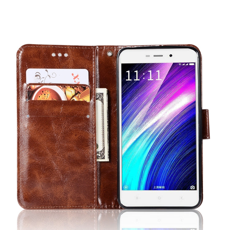 For Xiaomi Redmi 4A Retro Copper Button Crazy Horse Horizontal Flip PU Leather Case with Holder & Card Slots & Wallet & Lanyard