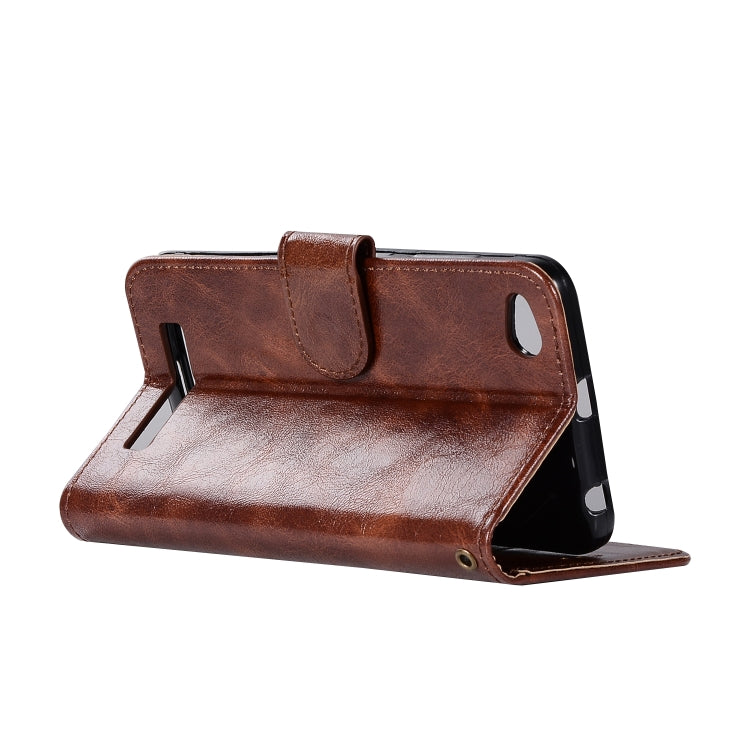 For Xiaomi Redmi 4A Retro Copper Button Crazy Horse Horizontal Flip PU Leather Case with Holder & Card Slots & Wallet & Lanyard