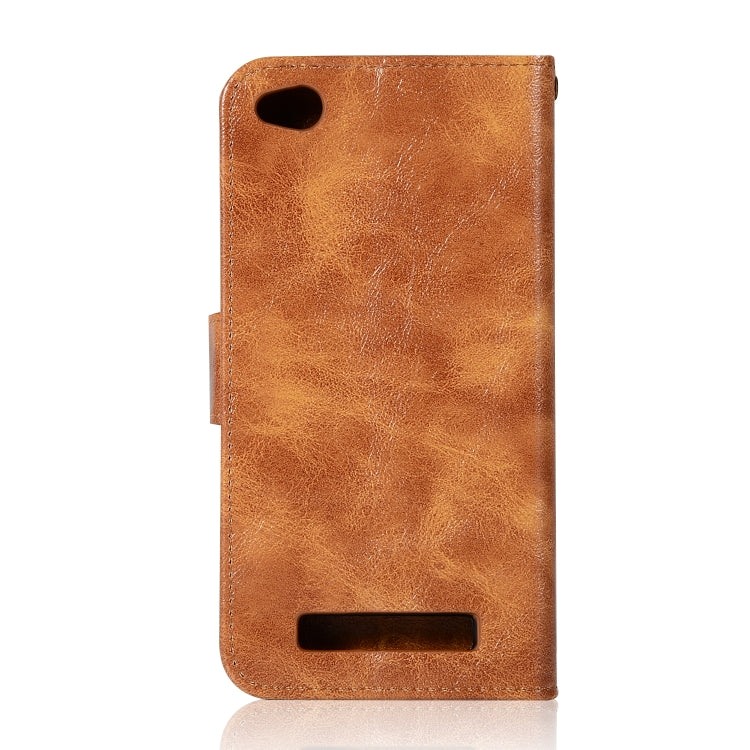 For Xiaomi Redmi 4A Retro Copper Button Crazy Horse Horizontal Flip PU Leather Case with Holder & Card Slots & Wallet & Lanyard