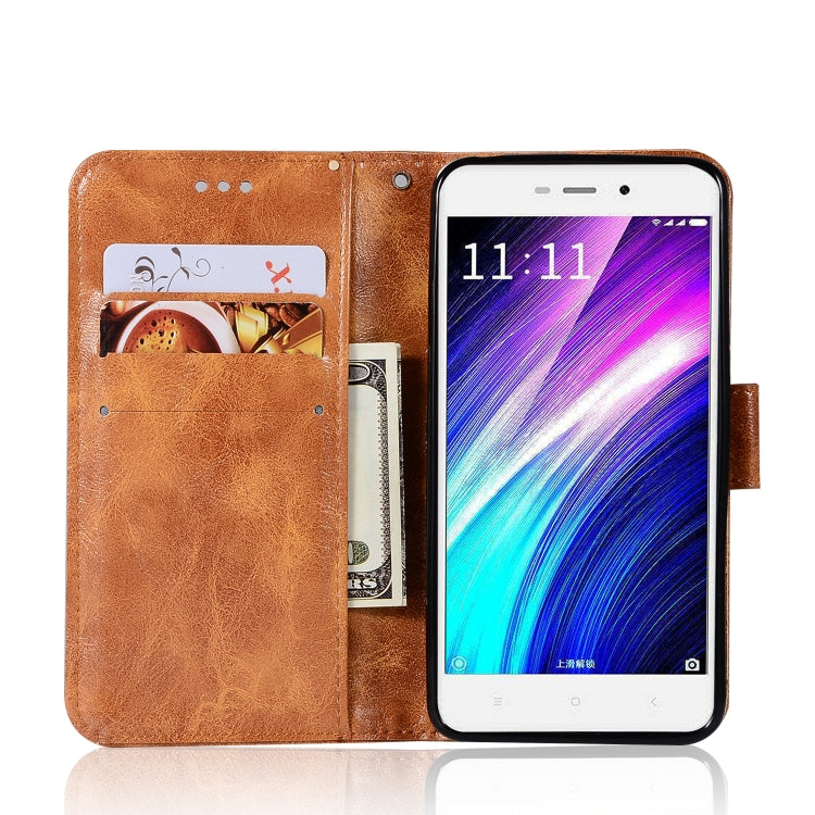 For Xiaomi Redmi 4A Retro Copper Button Crazy Horse Horizontal Flip PU Leather Case with Holder & Card Slots & Wallet & Lanyard