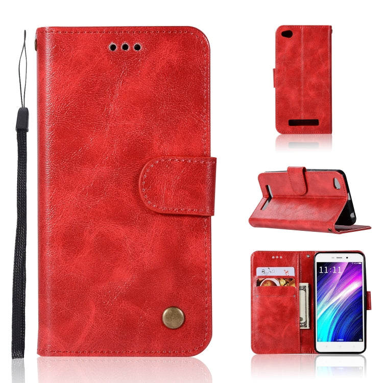 For Xiaomi Redmi 4A Retro Copper Button Crazy Horse Horizontal Flip PU Leather Case with Holder & Card Slots & Wallet & Lanyard