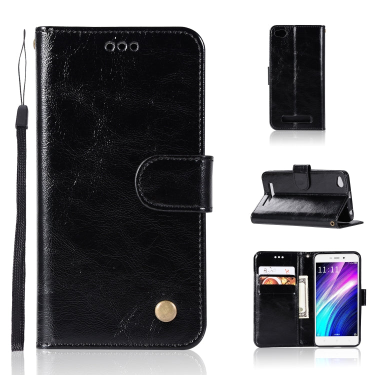 For Xiaomi Redmi 4A Retro Copper Button Crazy Horse Horizontal Flip PU Leather Case with Holder & Card Slots & Wallet & Lanyard