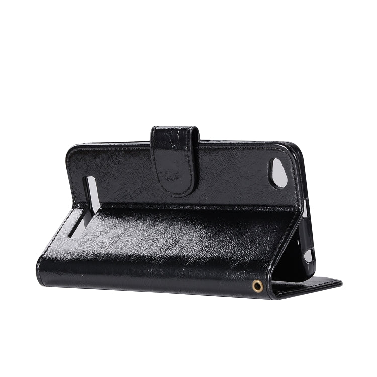 For Xiaomi Redmi 4A Retro Copper Button Crazy Horse Horizontal Flip PU Leather Case with Holder & Card Slots & Wallet & Lanyard