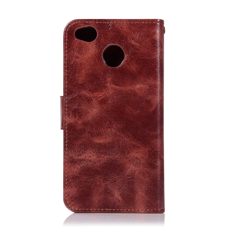 For Xiaomi Redmi 4X Retro Copper Button Crazy Horse Horizontal Flip PU Leather Case with Holder & Card Slots & Wallet & Lanyard