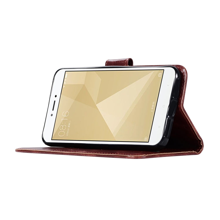 For Xiaomi Redmi 4X Retro Copper Button Crazy Horse Horizontal Flip PU Leather Case with Holder & Card Slots & Wallet & Lanyard