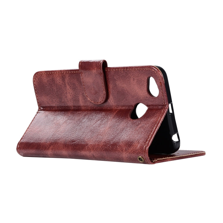 For Xiaomi Redmi 4X Retro Copper Button Crazy Horse Horizontal Flip PU Leather Case with Holder & Card Slots & Wallet & Lanyard