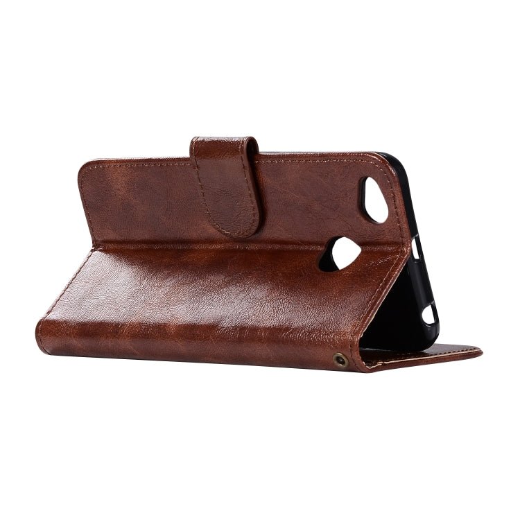 For Xiaomi Redmi 4X Retro Copper Button Crazy Horse Horizontal Flip PU Leather Case with Holder & Card Slots & Wallet & Lanyard