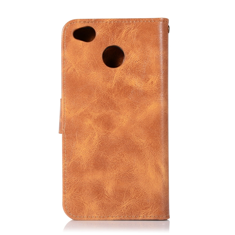 For Xiaomi Redmi 4X Retro Copper Button Crazy Horse Horizontal Flip PU Leather Case with Holder & Card Slots & Wallet & Lanyard
